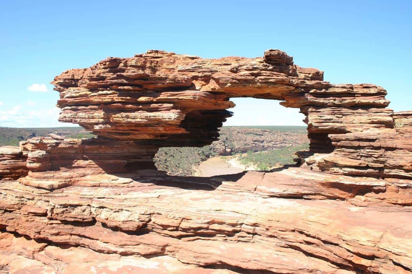 Nature's Window rock arch framing the Murchison River gorge in Kalbarri National Park